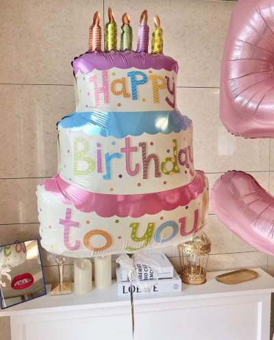 [원더파티] GRABO 은박 마카롱컬러 생일 케이크 호일풍선